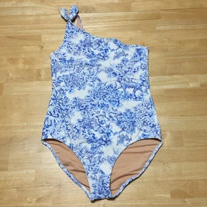 Crewcuts Tie Shoulder One Piece Swimsuit Youth Girls 14 Blue Floral-Animal Print - Picture 1 of 10