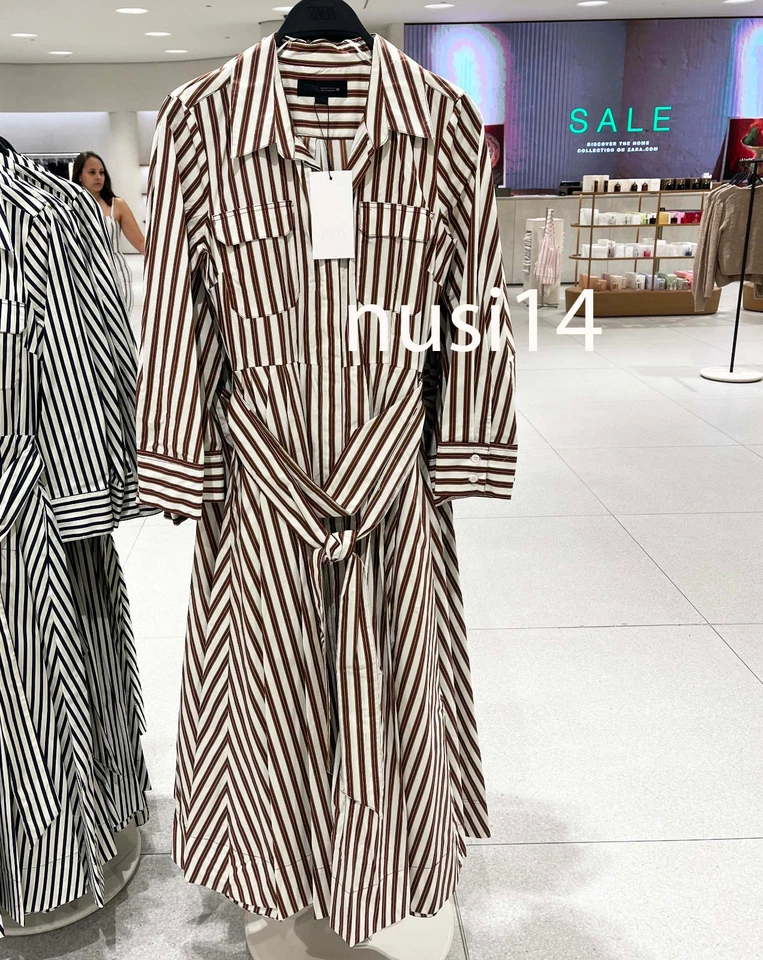 ZARA NEW WOMAN MIDI BELTED ZW COLLECTION STRIPED SHIRT DRESS XS-XL 8622/056/104 - Image 1 of 1