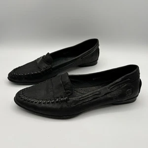 Born Shoes Womens 8 EU 39 Black Leather Flats Pointed Toe Loafer Slip On - Picture 1 of 13