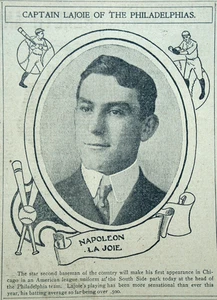 Sportseite 1901 - Napoleon Lajoie der Leichtathletik macht 1. Auftritt in Chicago - Bild 1 von 4