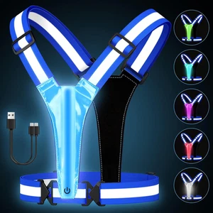 LED Reflective Running Vest, 5 Colors Light up Running Vest,Rechargeable Running - Picture 1 of 12