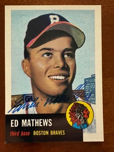 1953 1991 Topps archives Ed Mathews #37 autograph auto signed - Picture 1 of 2