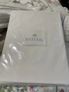 Matouk India Nuovo 1pz Cal King Montato 350TC Percalle Bianco 17” ULTIMO - Foto 1 di 14