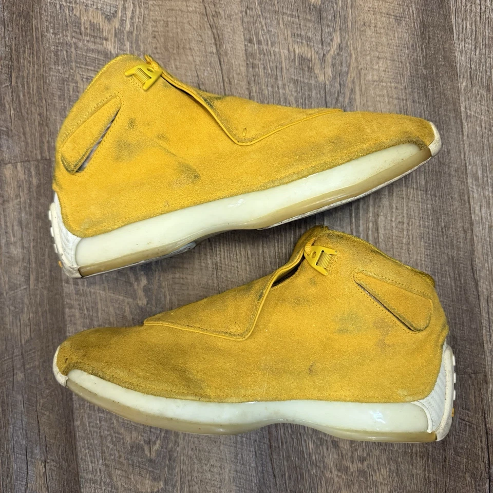 Nike Air Jordan 18 Retro Amarillo Ocre Gamuza Talla 10 Tenis Zapatos AA2494-701 Foto 1 de 4