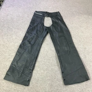 Harley-Davidson Leather Motorcycle Chaps Womens XL Black Zip Leg Biker Riding - Picture 1 of 17