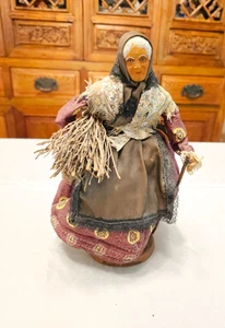 Vintage Terracotta Clay French Authentic Santon Doll Peasant Lady Countryside - Picture 1 of 8