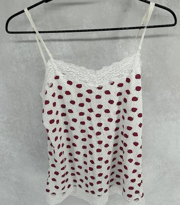 Camisola Femenina Talla L Hada Encaje Borde Fresas Estampado Caprichoso Núcleo Tirantes Foto 1 de 4