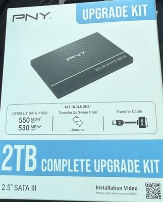 PNY 2TB 2.5" SATA III Complete Upgrade Kit - NEW Factory Sealed Retail Box - Image 1 of 3