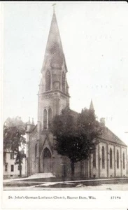 c. 1908 BEAVER DAM, WI, GERMAN LUTHERAN CHURCH POSTCARD - Picture 1 of 1