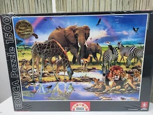 NEW EDUCA #13771 Adult Jigsaw Puzzle 1500 Pieces African watering hole 24x33 in - Picture 1 of 4