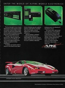 1986 Alpine Red Lamborghini Countach Mobile Electronics Systems VINTAGE PRINT AD - Picture 1 of 2