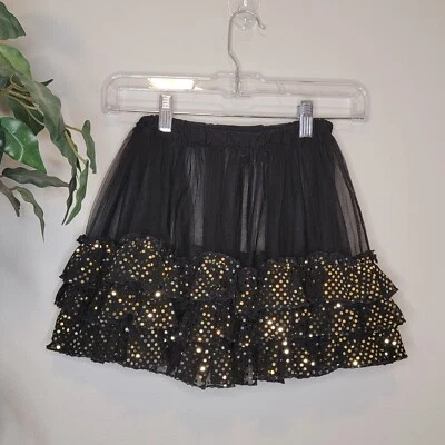 Underwraps Sheer Black With Gold Sequins Tutu Skirt Costume Size O/S - Image 1 of 4