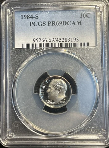1984-S PCGS PR69 DCAM PROOF Clad Roosevelt Dime US 10c Coin Item #2074 Cover