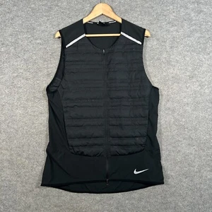 Nike Gilet Mens Large AeroLoft Black Reflective Packable Running Vest Down - Picture 1 of 11