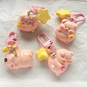 Three Dimensional Pink Pig Keychain Pendant Cute Animals Star Buckle Keychain - Picture 1 of 15