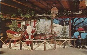 Postal 12565,4 Santa Display Rustic Manor Restaurant Gurnee IL UNP c1960 - Imagen 1 de 7
