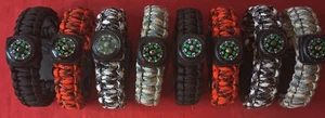 🏕️PARACORD SURVIVAL BRACELET 3 for $6 COMPASS, FLINT, FIRE STARTER, WHISTLE⛺ - Picture 1 of 13