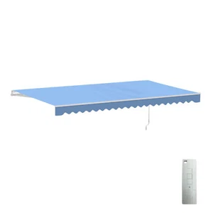 ALEKO Motorized Retractable 16 x 10 feet Home Patio Awning Sunshade Sky Blue - Picture 1 of 13