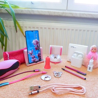 XL SET Huawei P30 Pro 128GB  XXL EXTRAS Pink Rosa Weiss NEU Geschenk Idee - Bild 1 von 4