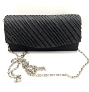 NWOT d'margeaux Black Pleated Glitter Clutch Purse - Picture 1 of 3