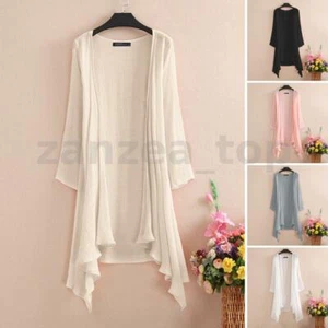 ZANZEA Women Summer Beach Long Cardigan Asymmetrical Outwear Jacket Swimsuit Top - Picture 1 of 13