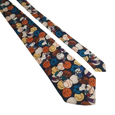 Галстук Snoopy Friends спортивная тема бейсбол баскетбол гольф футбол мячи арахис - Изображение 1 из 4