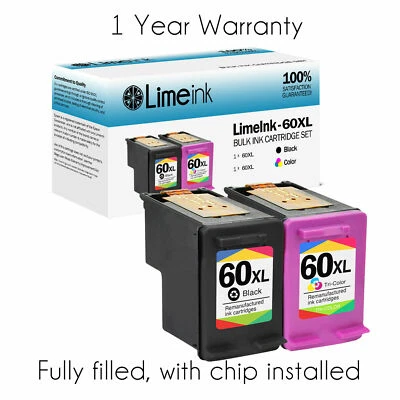 60XL 60 XL Ink Cartridges CC641W CC644W for HP Photosmart Series - Image 1 of 3
