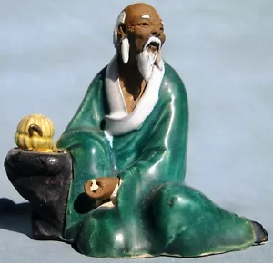 ANTIKER DUNKELGRÜNER EMAILLE CHINESISCHER MUDMANN EINES GELEHRTEN - um 1900 - Bild 1 von 4
