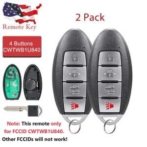 2 FOR 2013-2019 NISSAN SENTRA VERSA REMOTE KEY FOB SMART CWTWB1U840 285E3-3SG0D - Bild 1 von 5