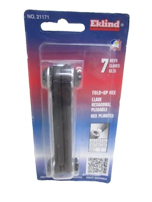 NEW! EKLIND TOOLS 7-pc. METRIC FOLD-UP HEX KEY WRENCH SET, #21171, USA - Image 1 of 4