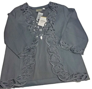 bob mackie wearable art jacke M schwarz offen, Stickerei leicht, Neu mit Etikett  - Bild 1 von 8