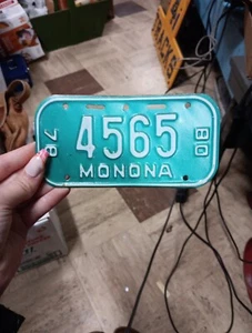 1978 To 1980 Monona Bicycle License Plate 4565 - Picture 1 of 19