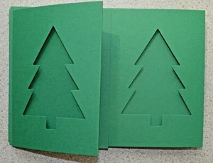 5 Double fold card Blanks 148mm x 105mm - Christmas Tree Apertures Dk Green New - Picture 1 of 2