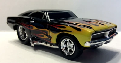 MUSCLE MACHINES 1969 DODGE CHARGER  1/64 69 CHARGER   -- BLACK - FLAMES - - Image 1 of 4