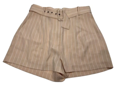 WAYF Anthropologie 短裤女式 8 腮红裸色条纹纸袋波西米亚腰带 — 第 1/4 张图片