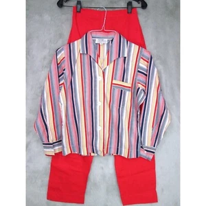 Vintage 60s Pajama Set Women Junior Teen Boy 13 14 Long Sleeve Striped Pleetway - Picture 1 of 7