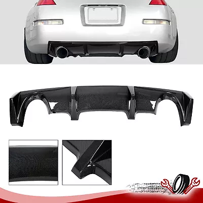 For 03-08 Nissan 350z Z33 Rear Bumper Lip Diffuser Spoiler Carbon Fiber Style - Image 1 of 4