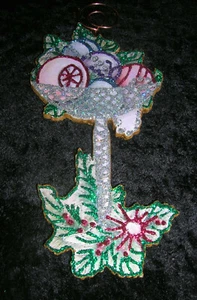 Champagne Glass filled with Christmas Balls ~ Christmas Ornament ~ Vtg Card Img - Picture 1 of 6