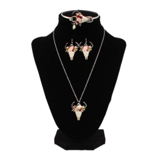 Blazin Roxx® 3 Piece Floral Steer Head Silver Jewelry Set 30947 - Image 1 of 1