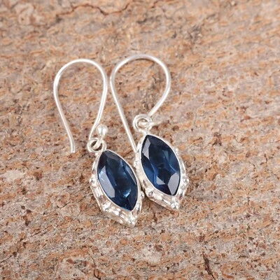 London Blue Topaz Gemstone 925 Sterling Silver Earring Handmade jewelry Earring - Image 1 of 3