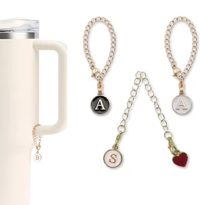 3PCS Tumbler Cup Heart Shape Initials Charm -Your Name/Your Colors/Your Charm - Picture 1 of 4