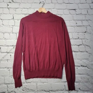 Tulliano Silk Cotton Mock Neck Knit Long Sleeve Burgundy Red Sweater Size M - Picture 1 of 12