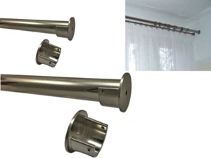 28 mm / 19 mm Komplett Öse Metall Doppel Aussparung Gardinenstange Gebürstet Chrom - Bild 1 von 1