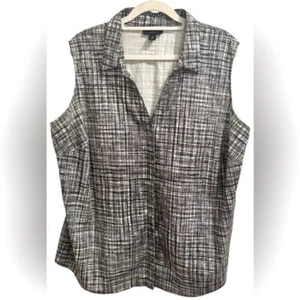 Blusa Worthington para mujer sin mangas con botones cuello en V - talla 2XL a cuadros con cuello - Imagen 1 de 10