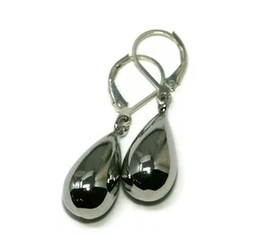 Modern Teardrop Leverback Earrings - Rhodium Plated - Picture 1 of 4