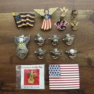 Vintage - Ora USA bandiera americana angelo patriottico spilla bavero lotto di 15 - Foto 1 di 21