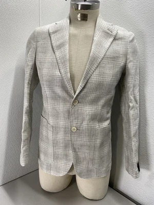 Chaqueta Blazer Gutteridge Para Hombres Mezcla de Lino Cuadros Sin Forro Talla 38/IT 48 Gris Foto 1 de 4
