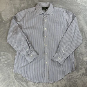 Lauren Ralph Lauren Shirt Mens 17 Blue White Black Long Sleeve Button Up Stripe - Picture 1 of 6