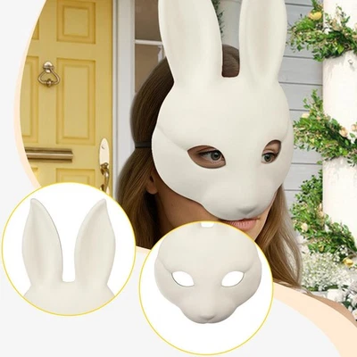 Halloween Hase Maske Alltag Maskerade Maske Geburtstag Partys Gastgeschenk weiß - Bild 1 von 4