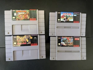 SNES Lot Four Games, Donkey Kong Country, Street Fighter II, Monopoly, Shaq Fu - Picture 1 of 3